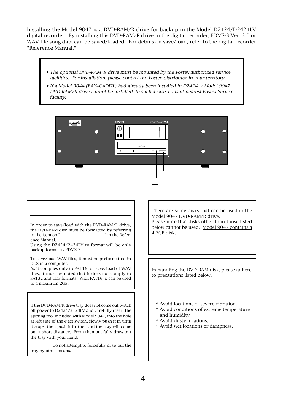 Caution | Fostex 9047 User Manual | Page 4 / 6