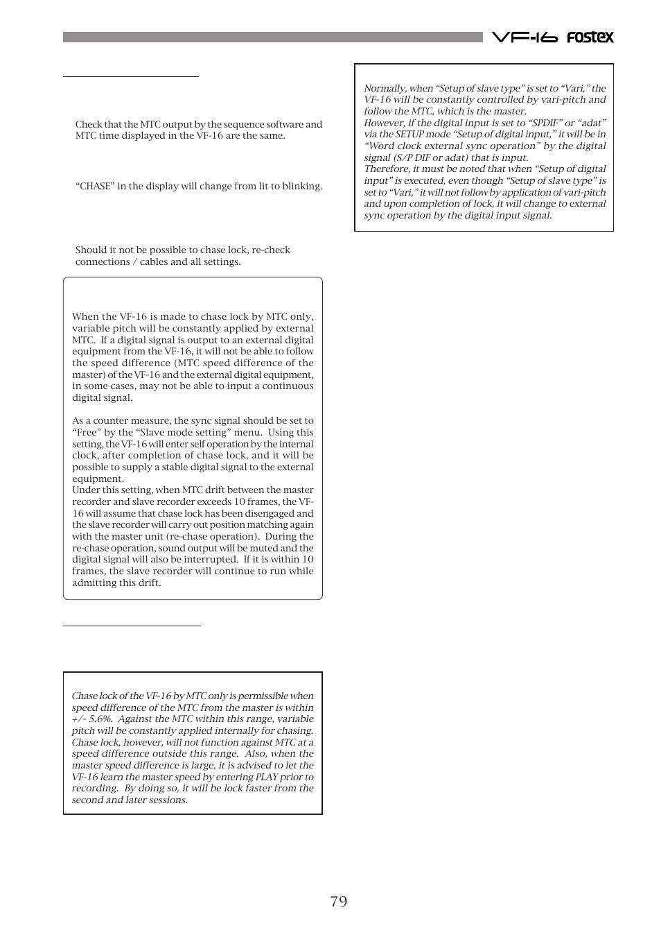 Confirming chase lock, Execution of recording | Fostex VF-16 User Manual | Page 79 / 122