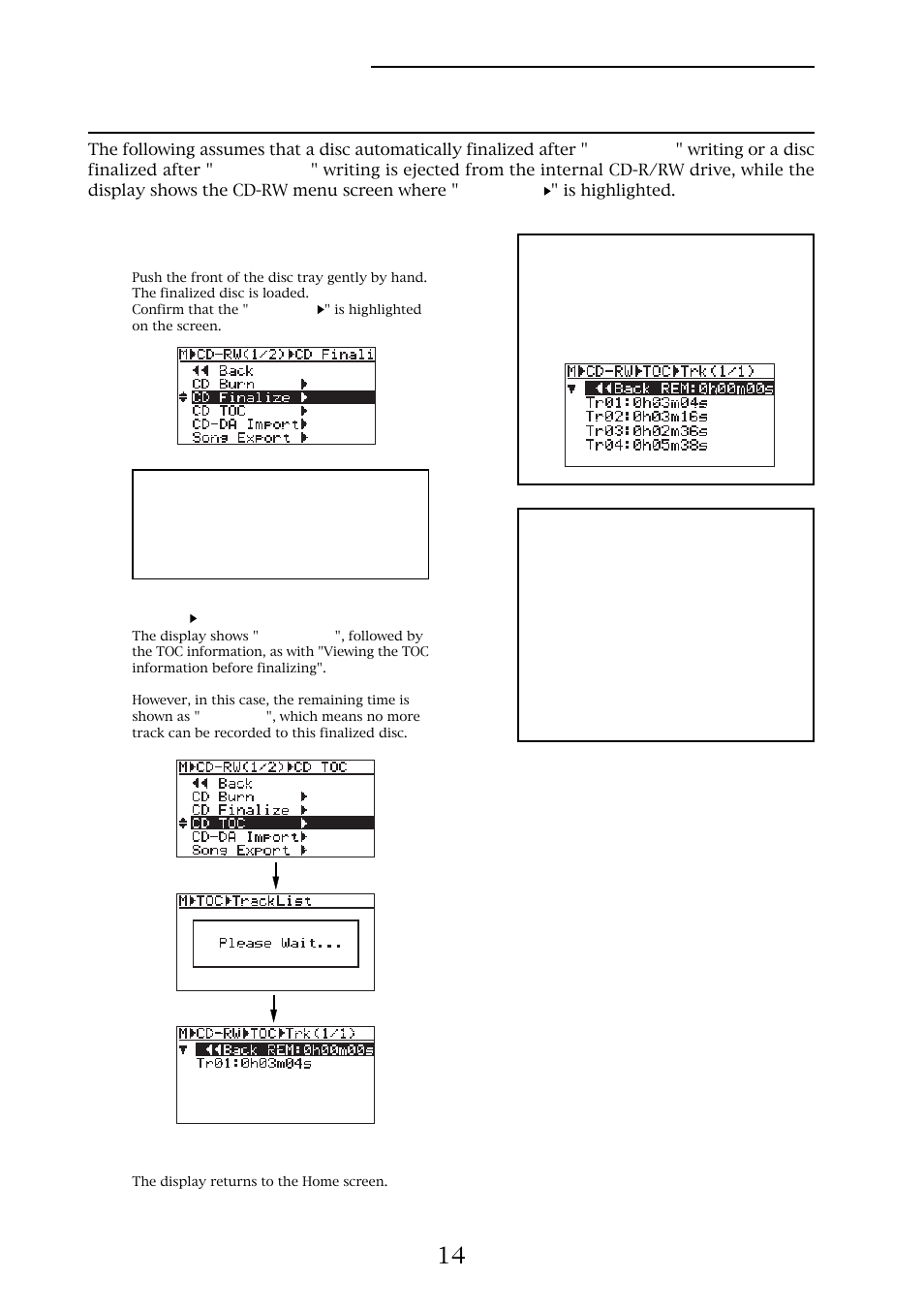 Viewing the toc information after finalizing | Fostex MR-8HD/CD User Manual | Page 14 / 28