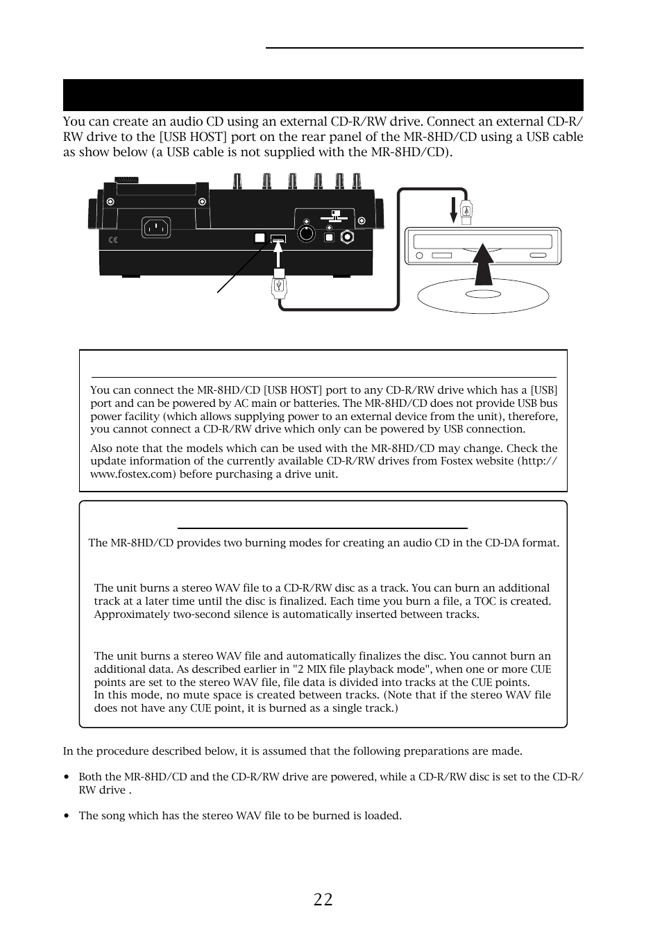 22 about "track at once" and "disk at once, Mr-8hd/cd supplementary manual, Track at once | Disk at once | Fostex MR-8HD/CD User Manual | Page 22 / 28