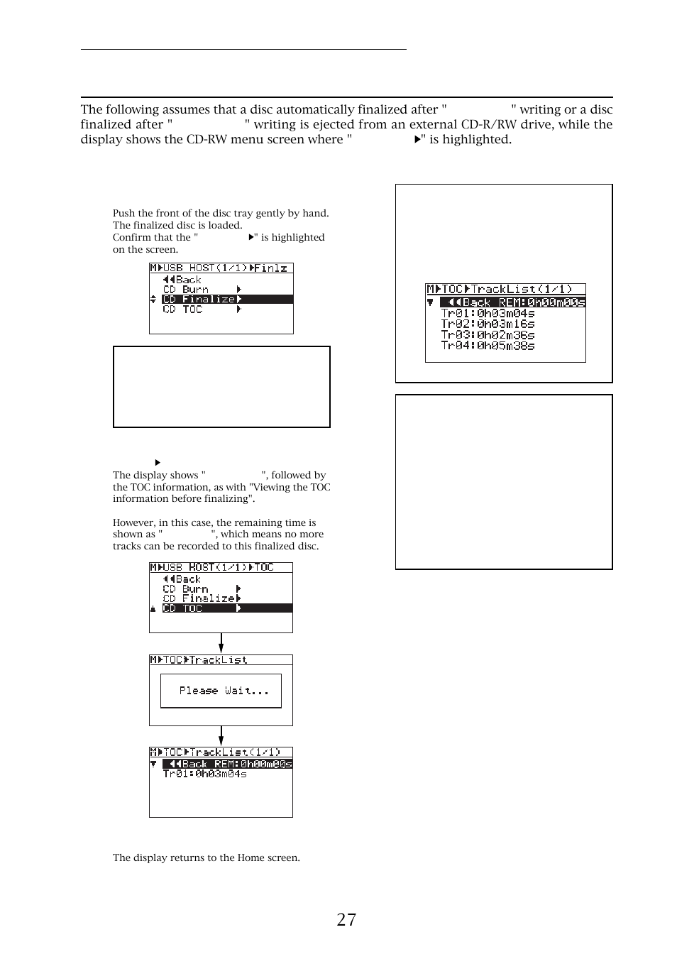 Viewing the toc information after finalizing | Fostex MR-8HD/CD User Manual | Page 27 / 28