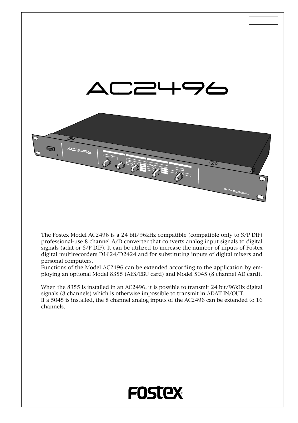 Fostex AC2496 User Manual | 12 pages