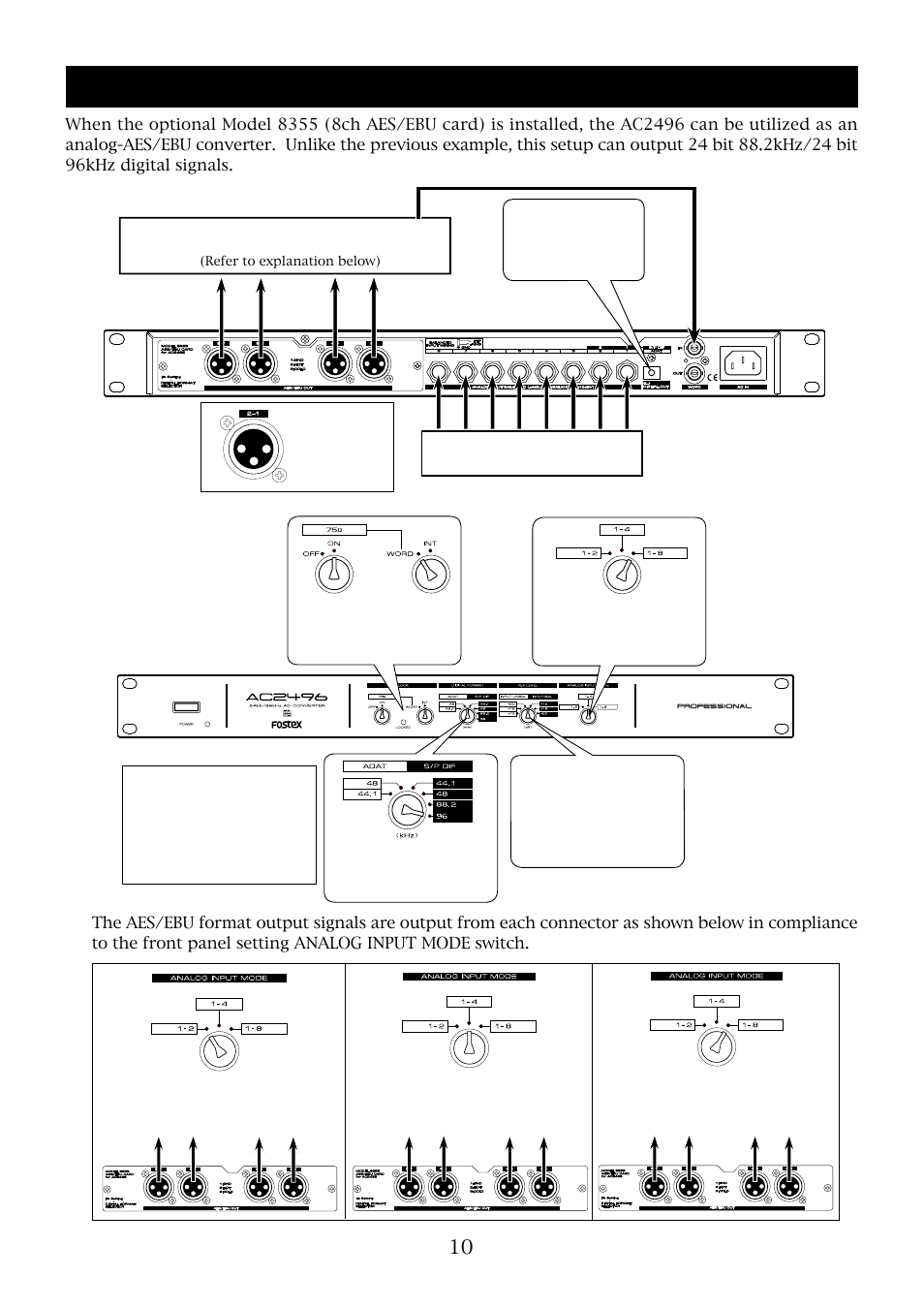 Extension example after installing a model 8355 | Fostex AC2496 User Manual | Page 10 / 12