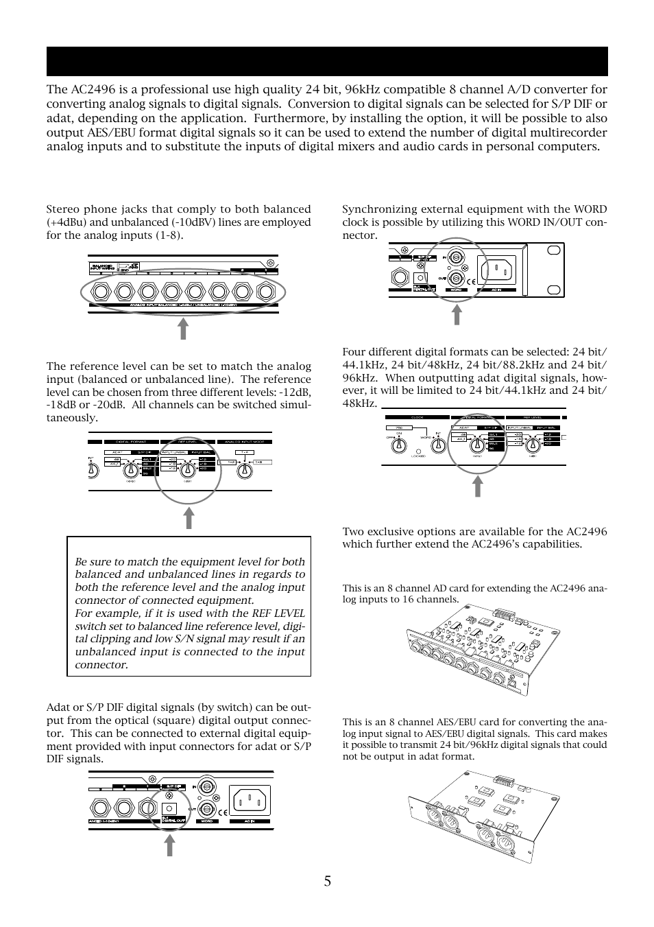 Main features of the ac2496 | Fostex AC2496 User Manual | Page 5 / 12