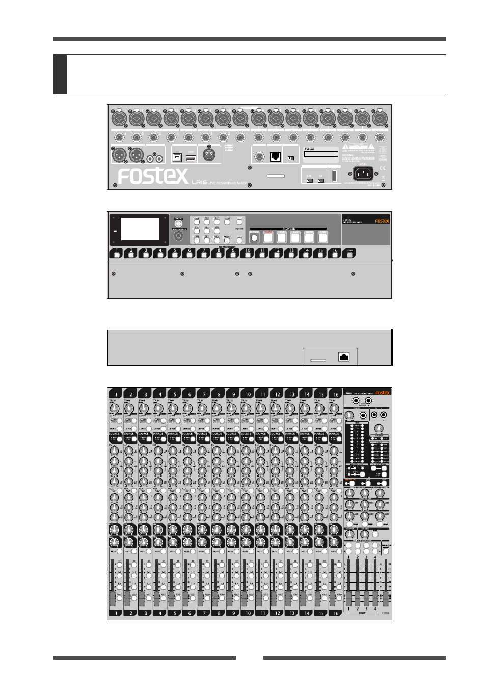 Names and functions, Model lr16 [names and functions | Fostex LIVE RECORDING MIXER LR16 User Manual | Page 21 / 92