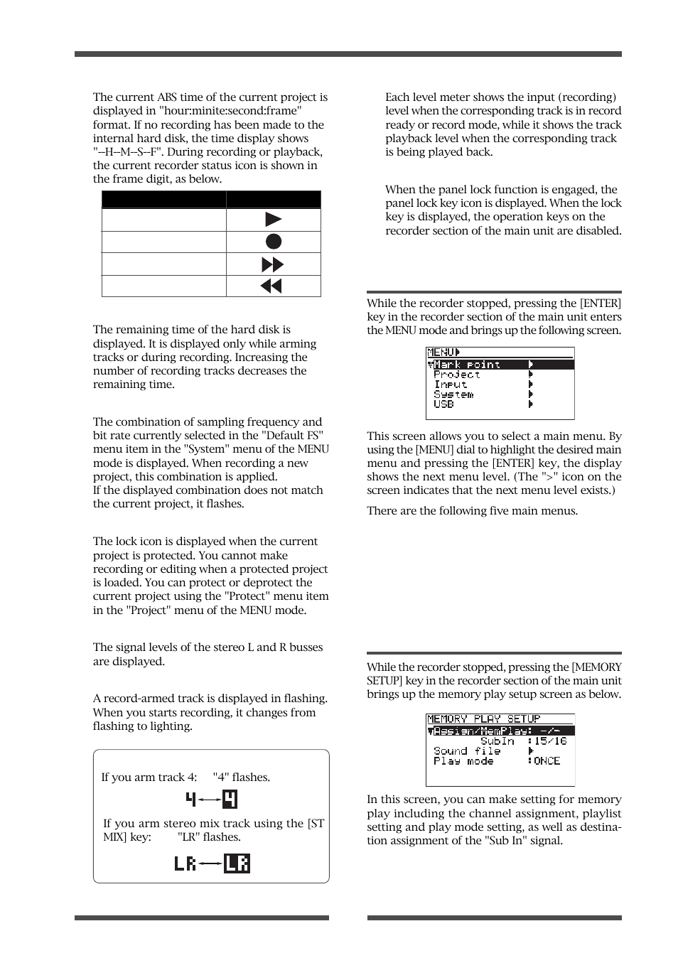 Menu mode screen | Fostex LIVE RECORDING MIXER LR16 User Manual | Page 31 / 92