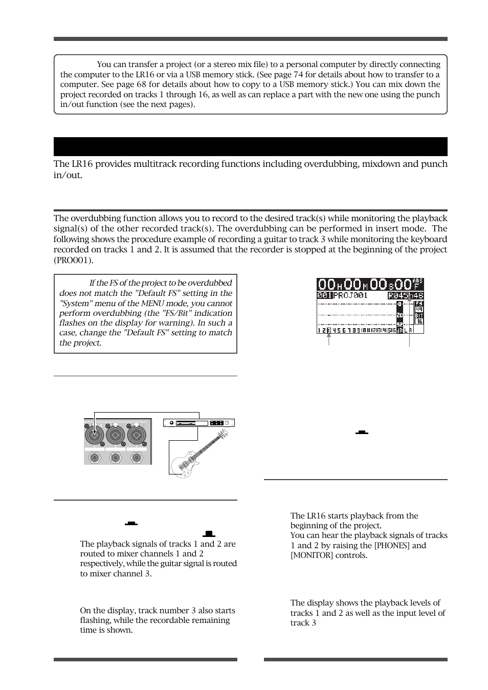 Overdubbing, Multitrack recording | Fostex LIVE RECORDING MIXER LR16 User Manual | Page 51 / 92