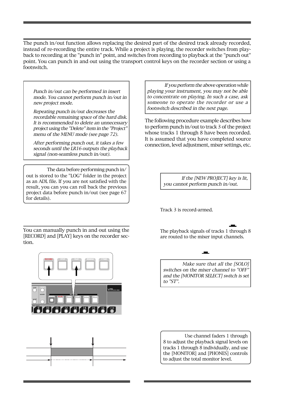 Punch in/out | Fostex LIVE RECORDING MIXER LR16 User Manual | Page 54 / 92