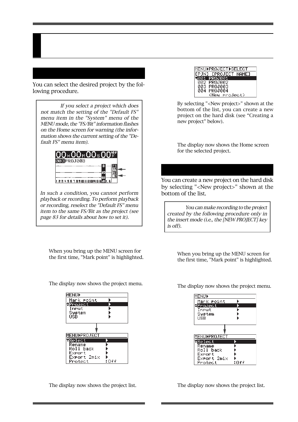 Project management | Fostex LIVE RECORDING MIXER LR16 User Manual | Page 65 / 92