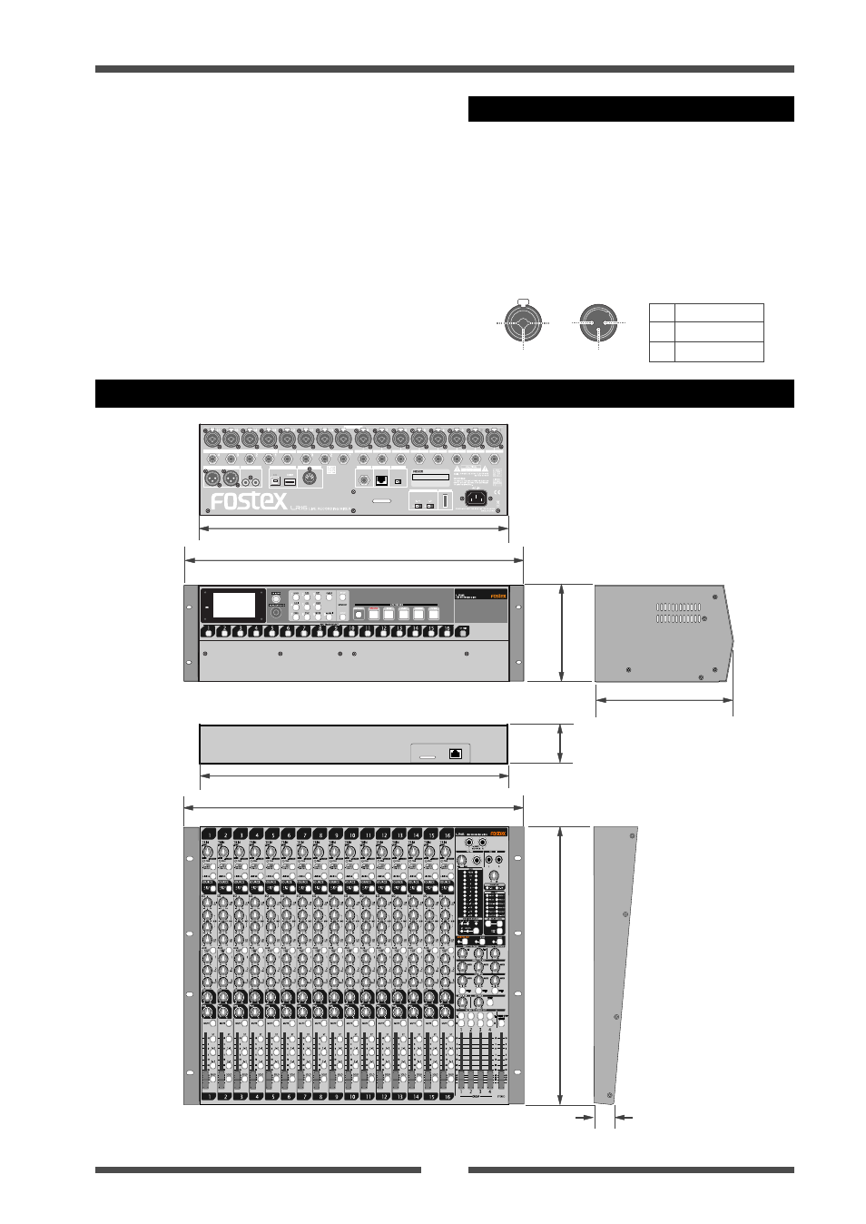 General, Physical dimensions, Model lr16 [specifications | Recording time, Frequency response, Dimensions, Weight, Power requirement, Power consumption, Control unit main unit | Fostex LIVE RECORDING MIXER LR16 User Manual | Page 85 / 92