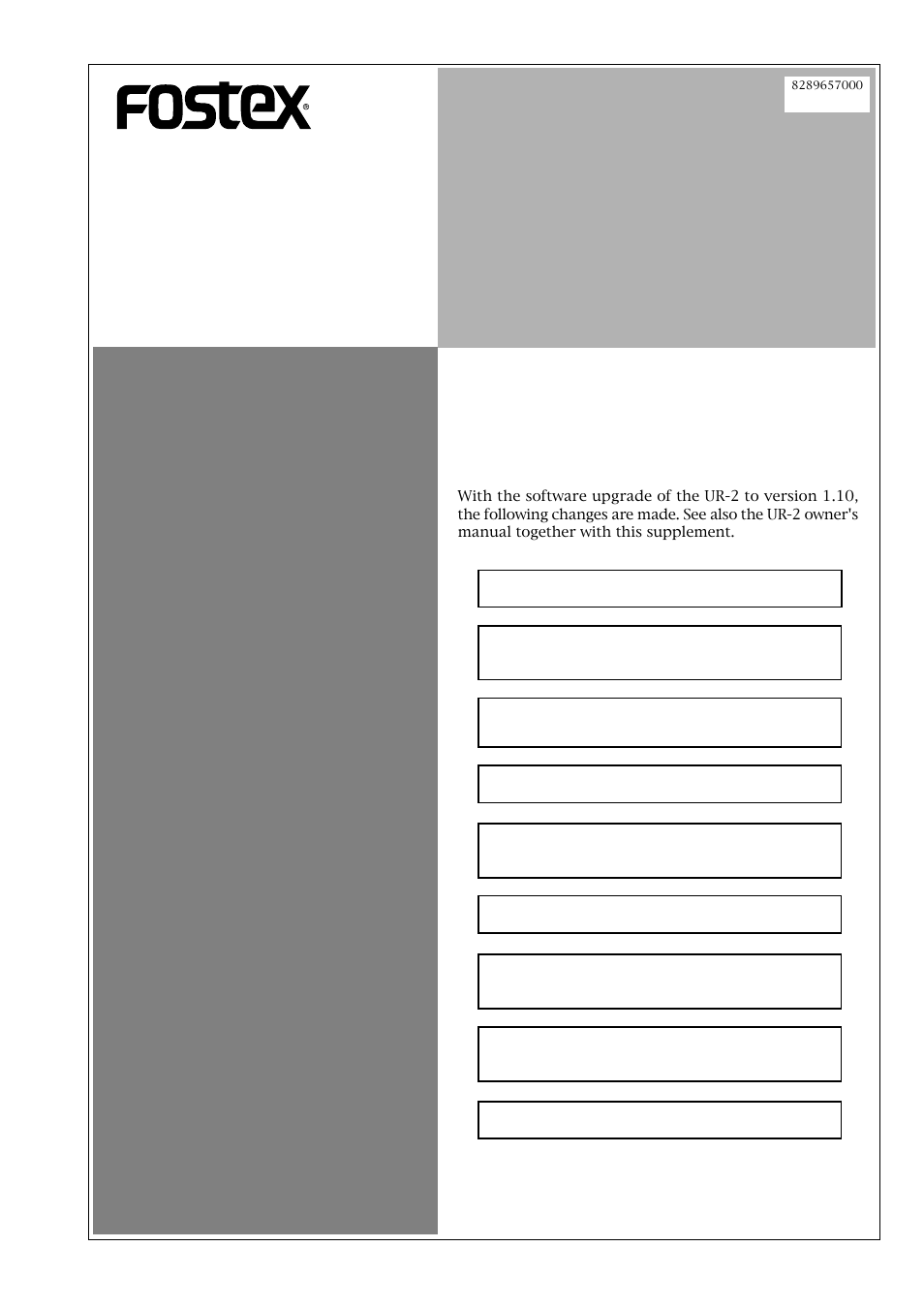 Fostex UR-2 User Manual | 12 pages