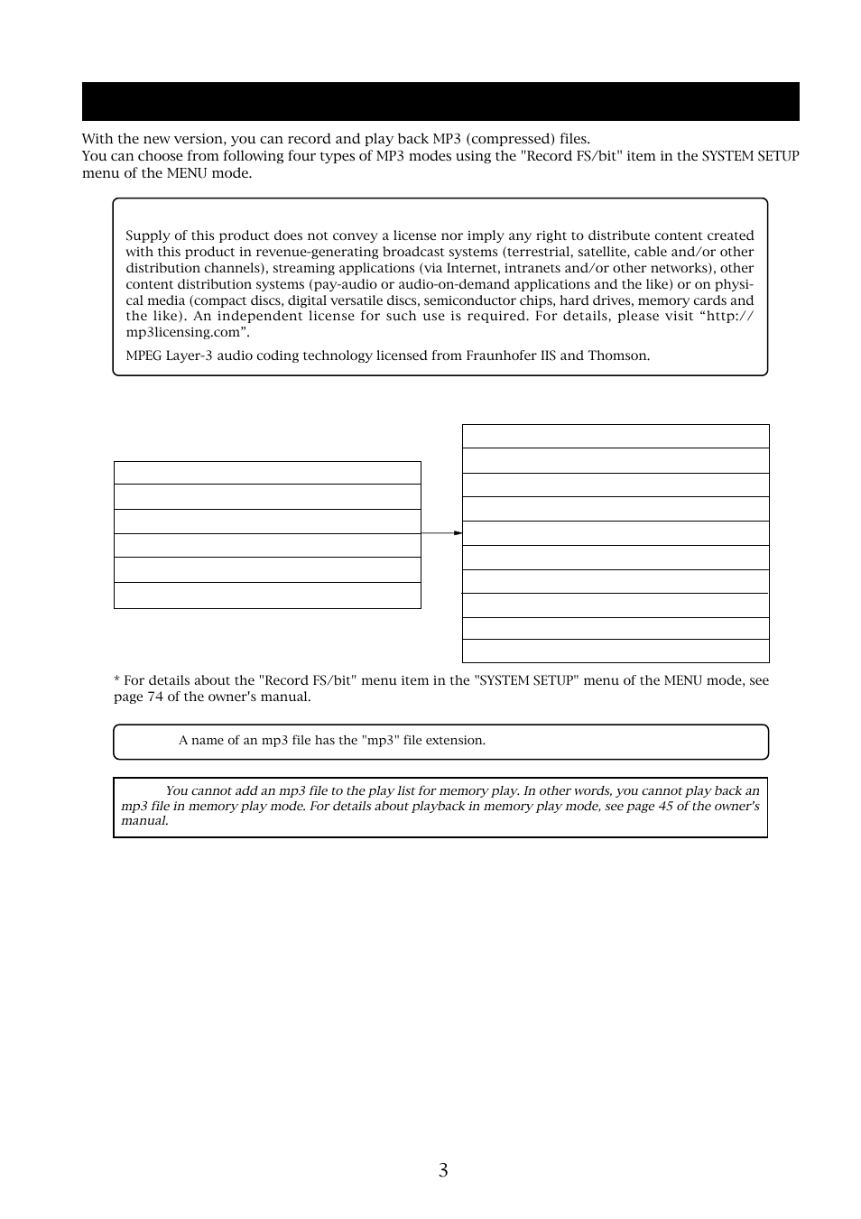 Recording/playback of mp3 files | Fostex UR-2 User Manual | Page 3 / 12
