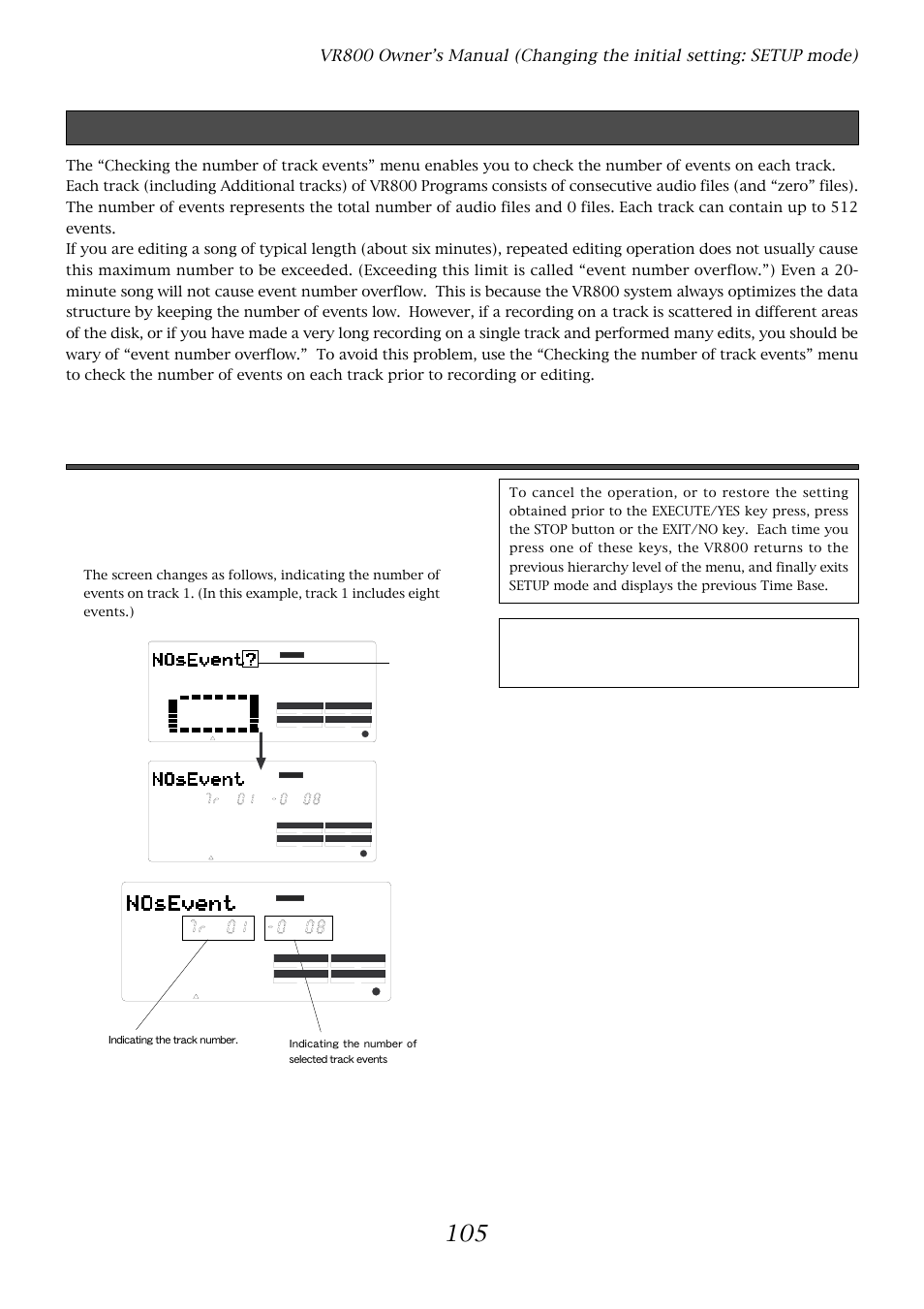 Checking the number of track events | Fostex VR800 User Manual | Page 105 / 122