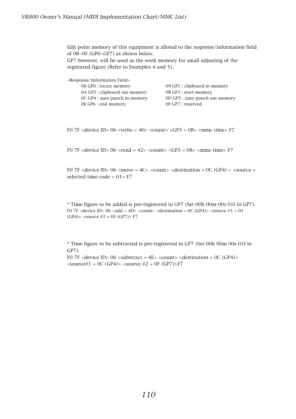 Allocation of gp0~gp7 | Fostex VR800 User Manual | Page 110 / 122