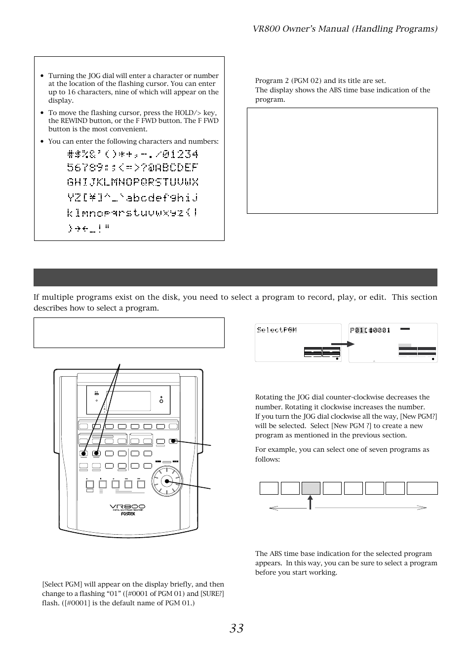 Using a program change function, Important, Vr800 owner’s manual (handling programs) | Press the execute/yes key, Optical | Fostex VR800 User Manual | Page 33 / 122