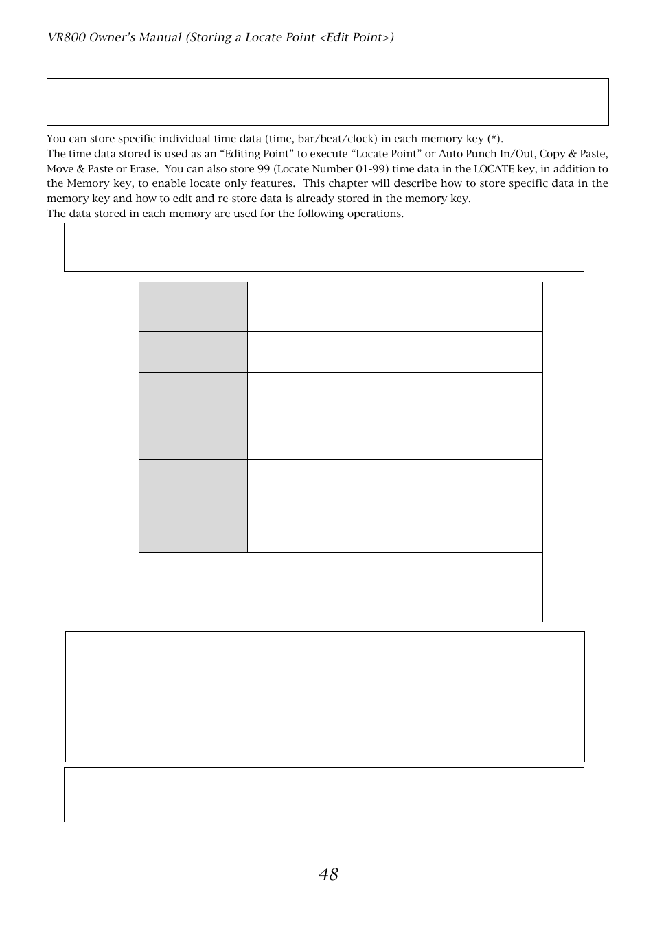 Storing a locate point (edit point) | Fostex VR800 User Manual | Page 48 / 122