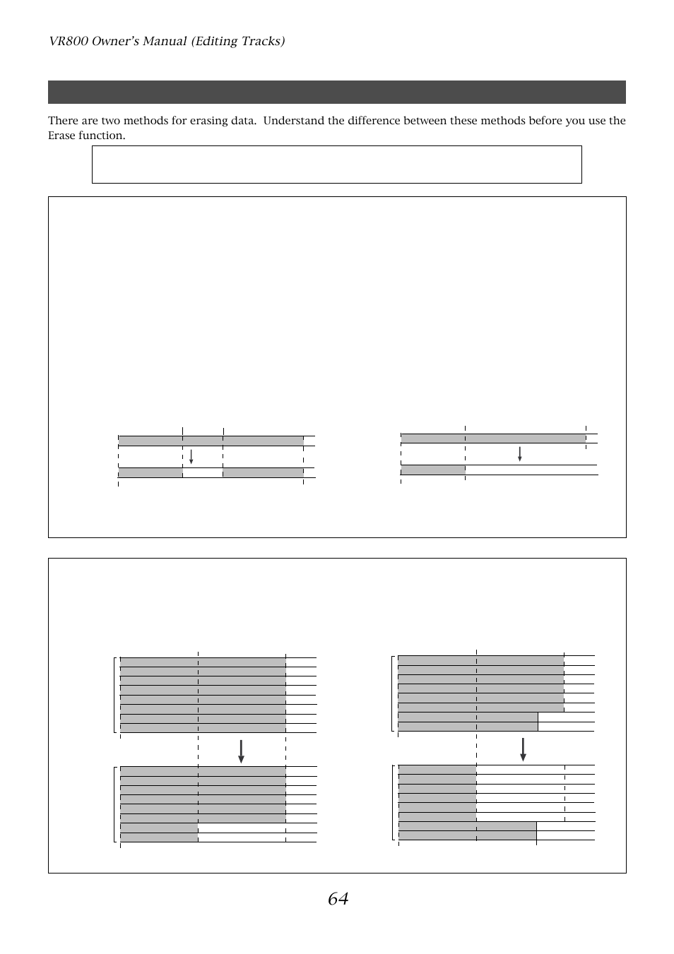 Erase, Vr800 owner’s manual (editing tracks) | Fostex VR800 User Manual | Page 64 / 122