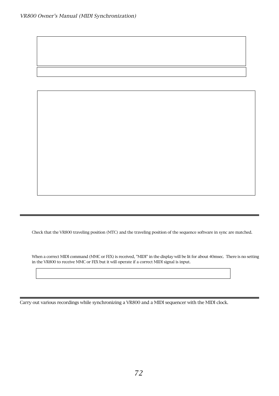 Confirming mtc sync/mmc, Execution of recording | Fostex VR800 User Manual | Page 72 / 122