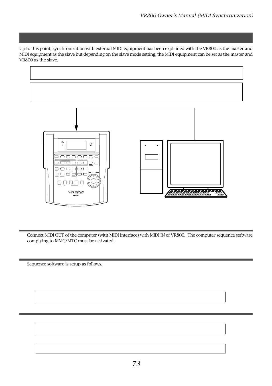 73 connection to external equipment, Setup of external equipment, Setup of vr800 | Fostex VR800 User Manual | Page 73 / 122