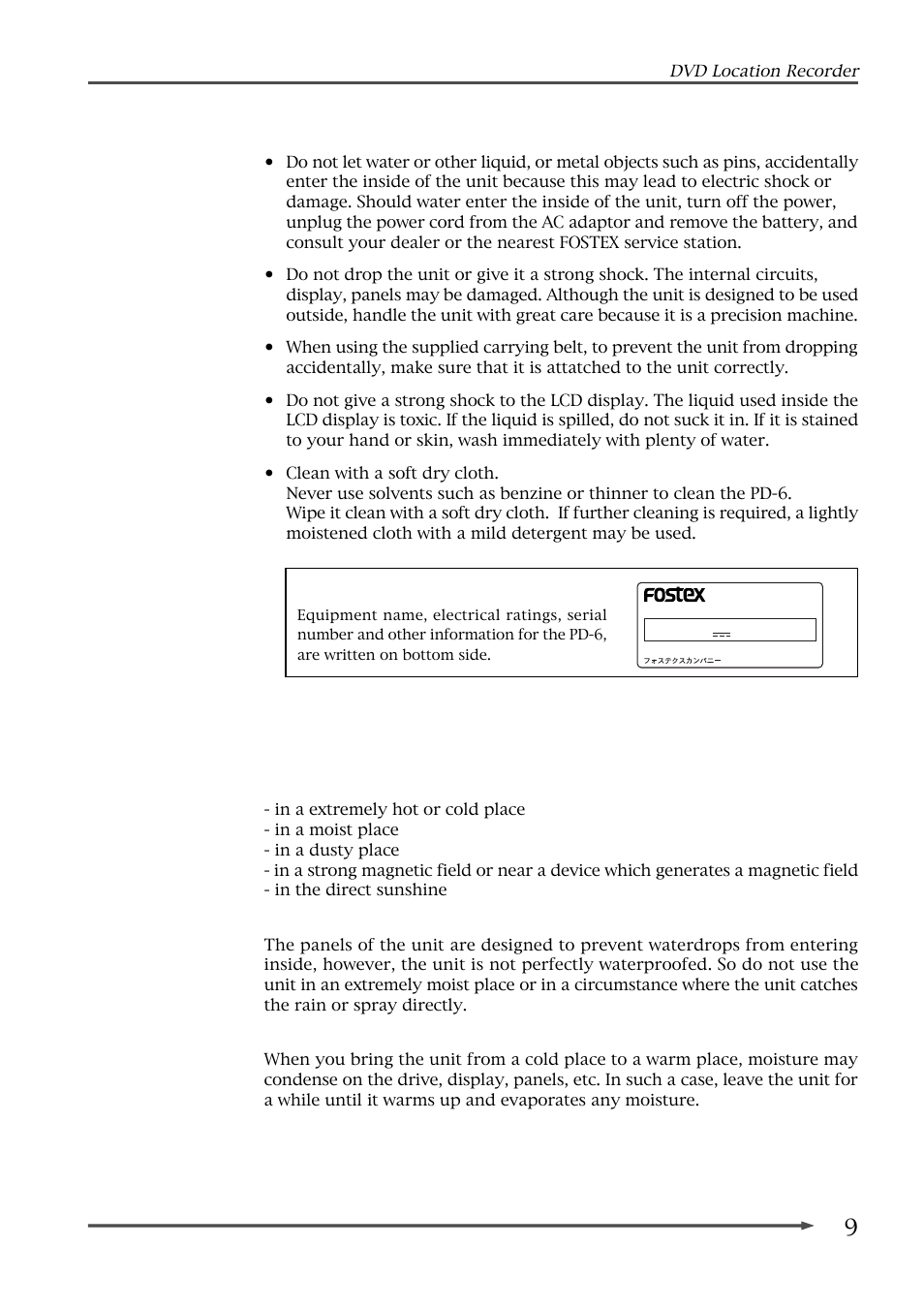 Precautions on installation, Important | Fostex PD-6 User Manual | Page 11 / 150