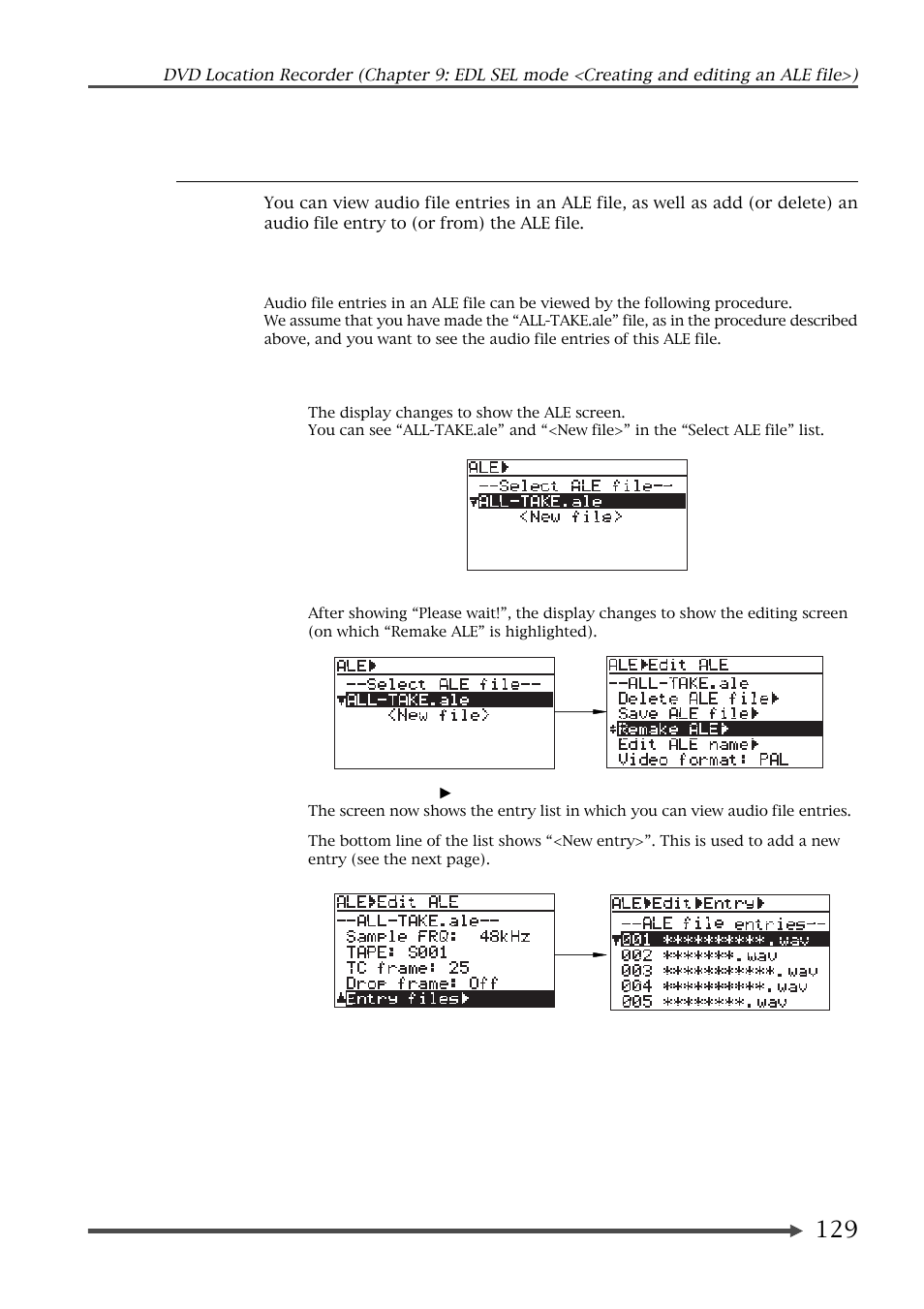 Viewing and editing audio file entries | Fostex PD-6 User Manual | Page 131 / 150