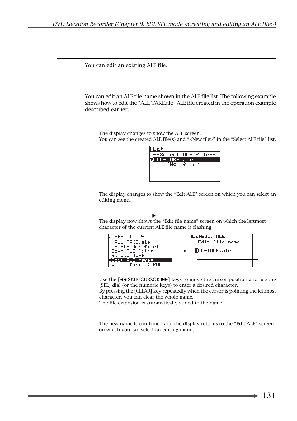 Editing an ale file | Fostex PD-6 User Manual | Page 133 / 150