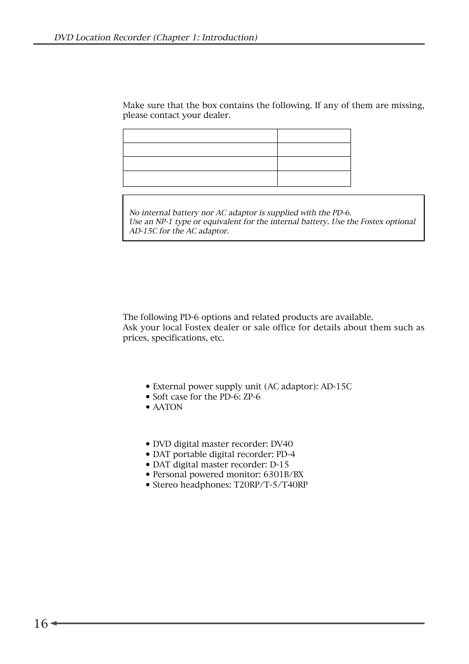 What is in the box, Pd-6 options and related fostex products | Fostex PD-6 User Manual | Page 18 / 150