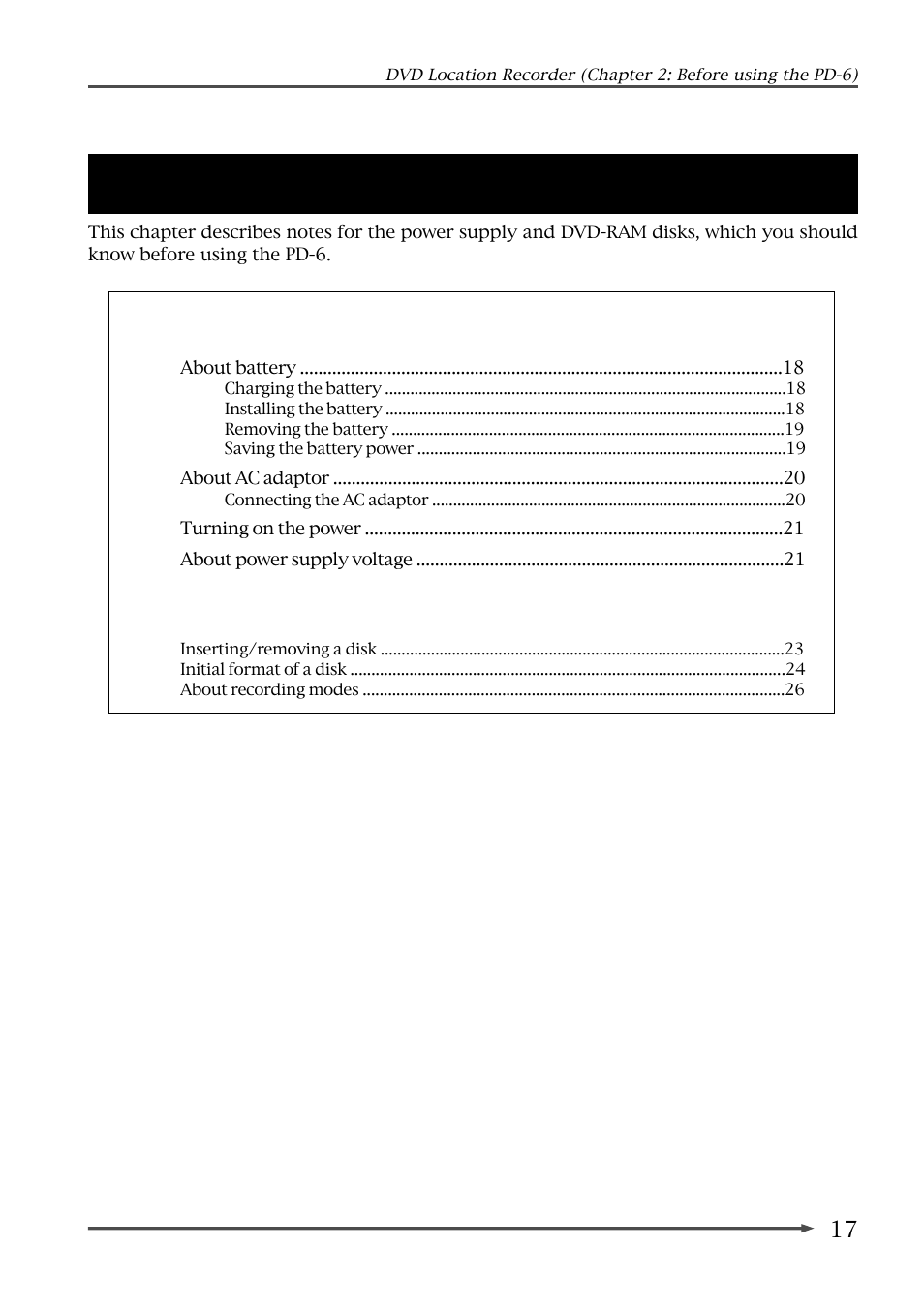 Chapter 2: before using the pd-6 | Fostex PD-6 User Manual | Page 19 / 150