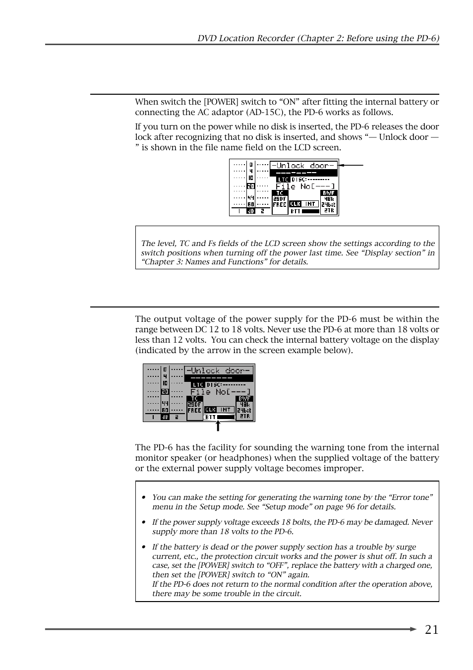 Turning on the power, About power supply voltage | Fostex PD-6 User Manual | Page 23 / 150