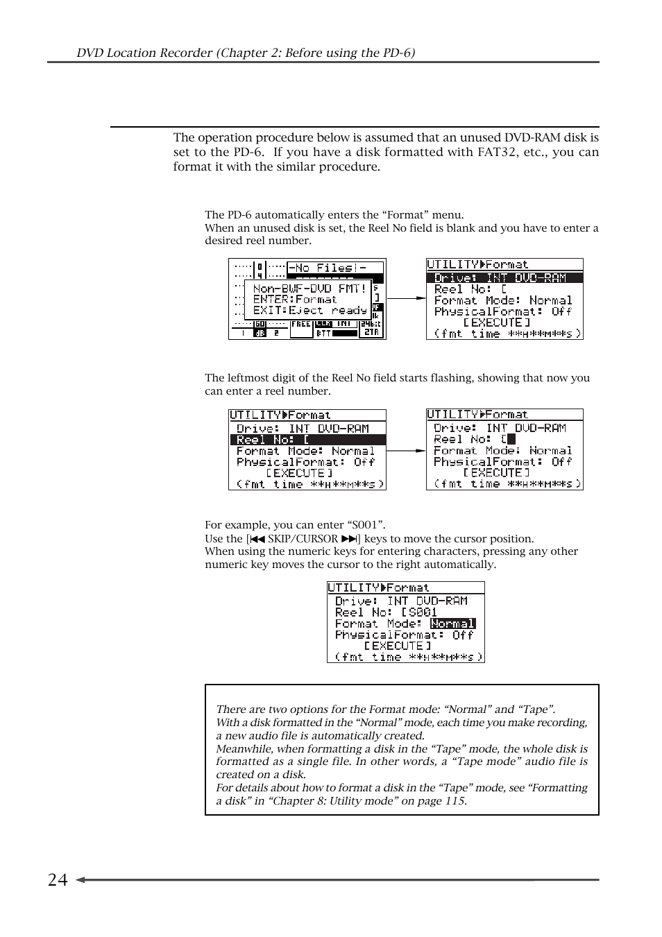 Initial format of a disk | Fostex PD-6 User Manual | Page 26 / 150