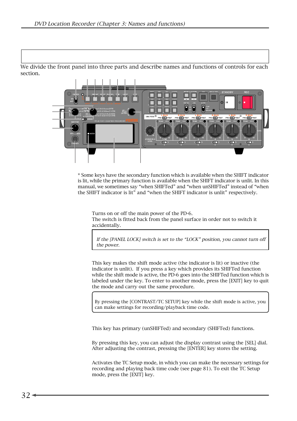 Front panel (part 1) | Fostex PD-6 User Manual | Page 34 / 150