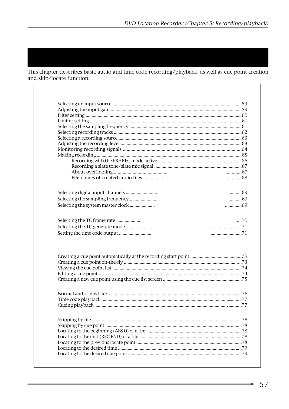 Chapter 5: recording/playback | Fostex PD-6 User Manual | Page 59 / 150