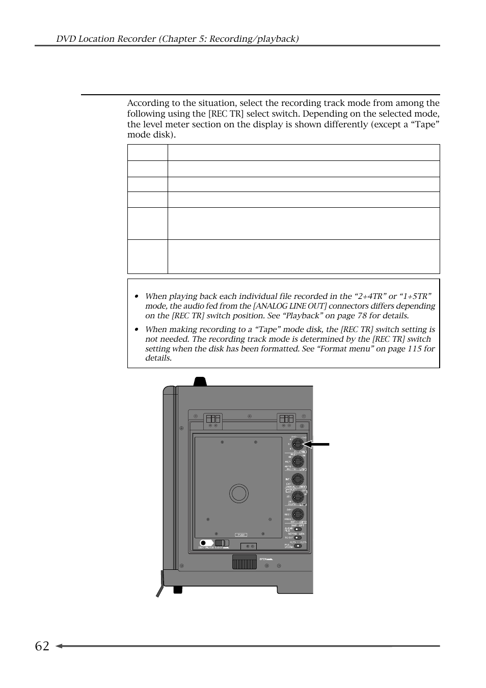 Selecting recording tracks | Fostex PD-6 User Manual | Page 64 / 150