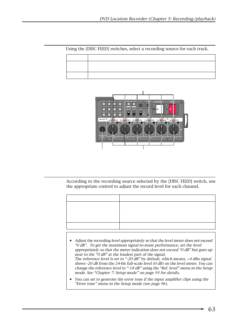 Selecting a recording source, Adjusting the recording level | Fostex PD-6 User Manual | Page 65 / 150