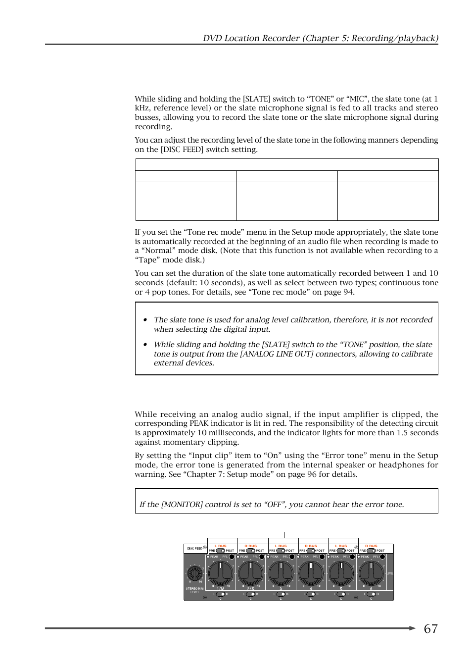 Recording a slate tone/slate mic signal, About overloading | Fostex PD-6 User Manual | Page 69 / 150