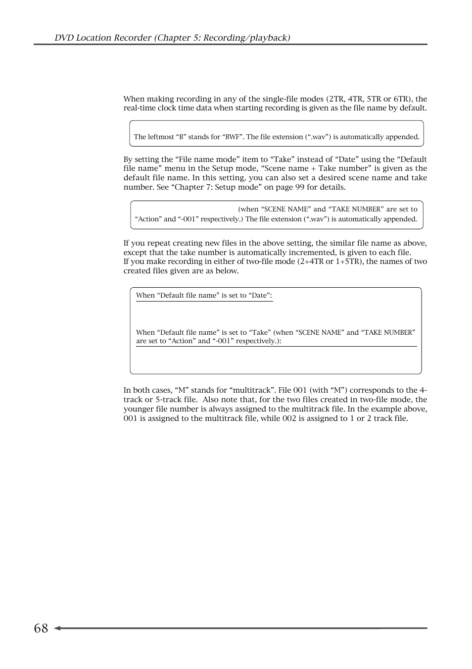 File names of created audio files | Fostex PD-6 User Manual | Page 70 / 150