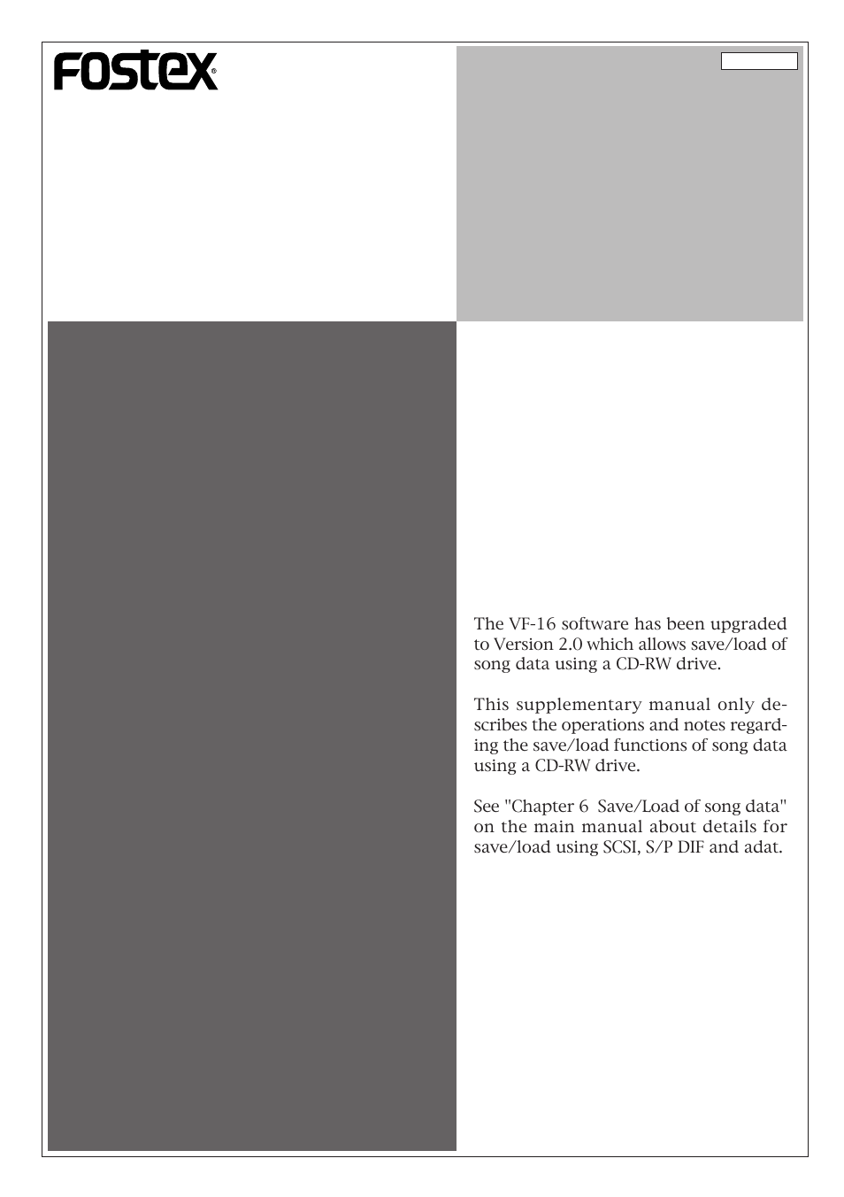 Fostex VF-16 User Manual | 8 pages