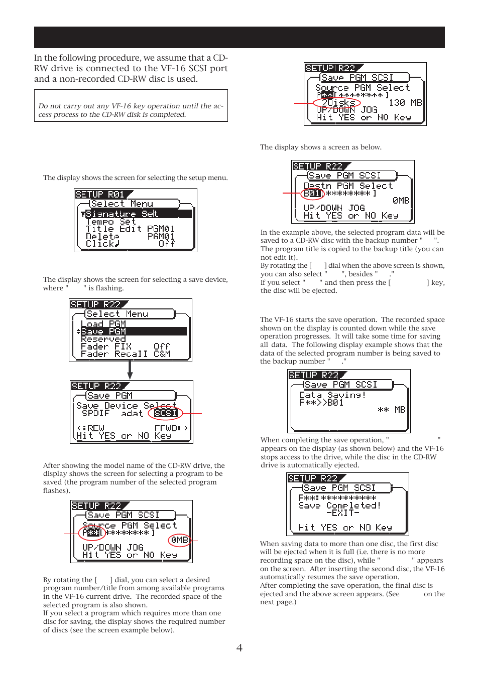 Saving data using a cd-rw drive | Fostex VF-16 User Manual | Page 4 / 8