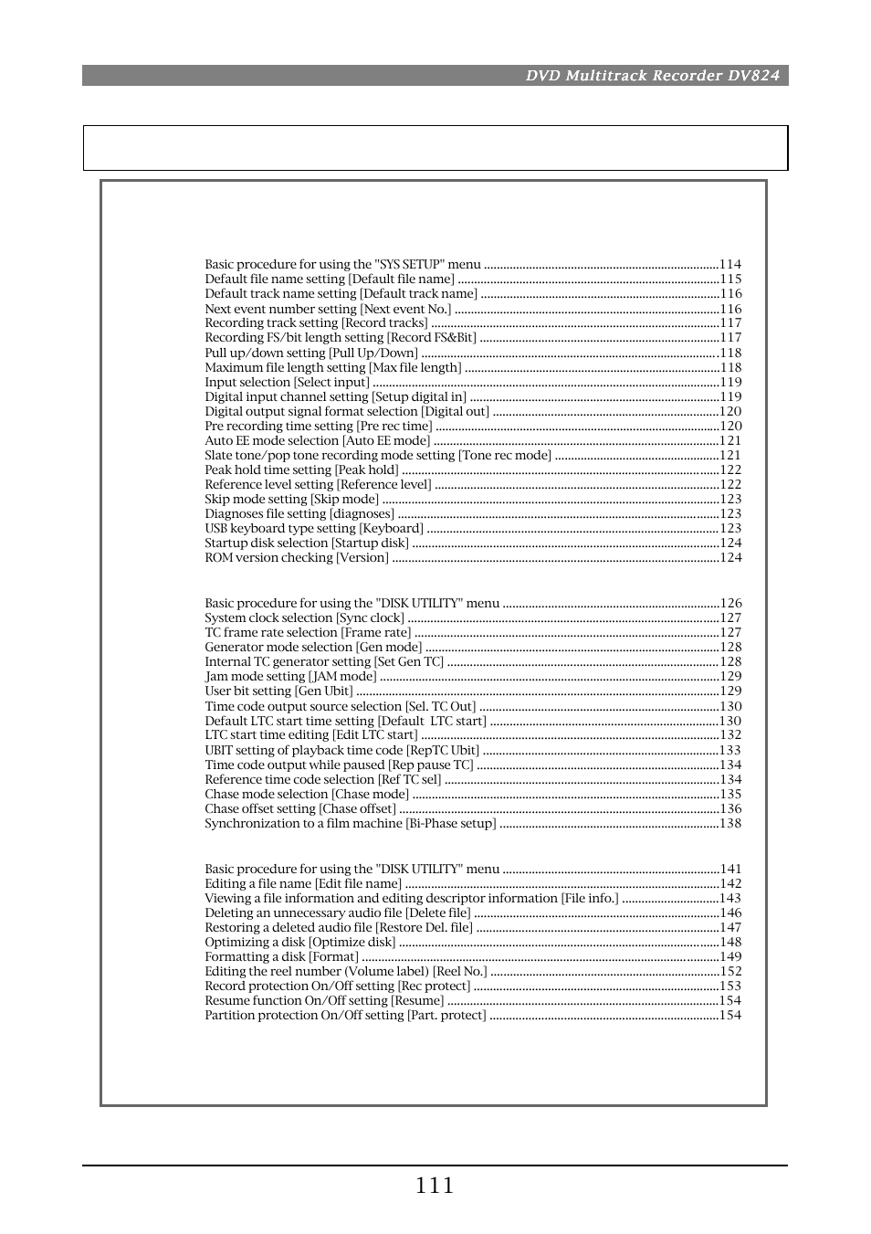 Chapter-8: menu mode | Fostex DV824 User Manual | Page 111 / 162