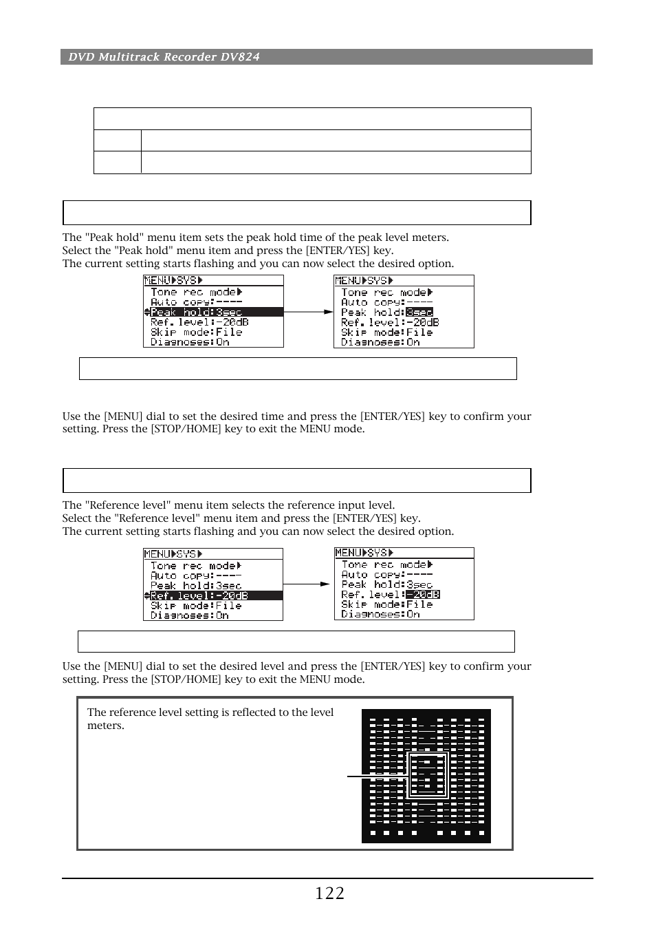 End pop tone on/off setting | Fostex DV824 User Manual | Page 122 / 162