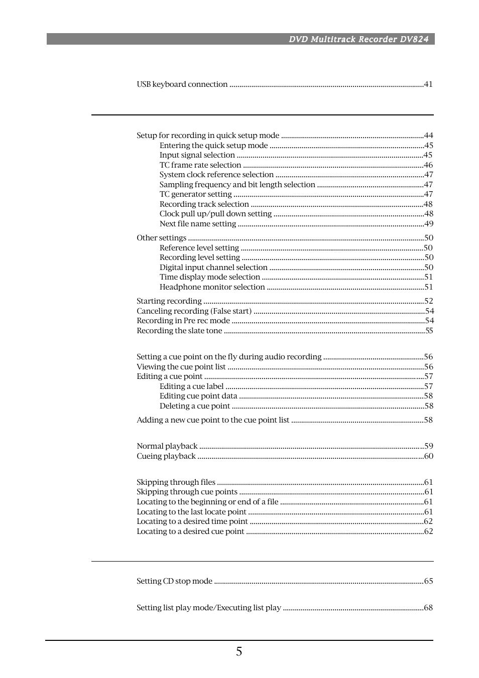 Chapter-5: recording/playback, Chapter-6: advanced operations | Fostex DV824 User Manual | Page 5 / 162