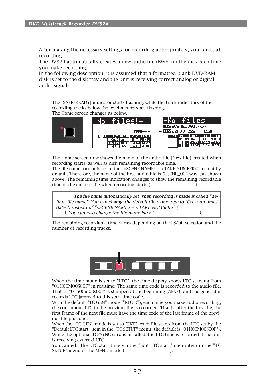 Starting recording | Fostex DV824 User Manual | Page 52 / 162