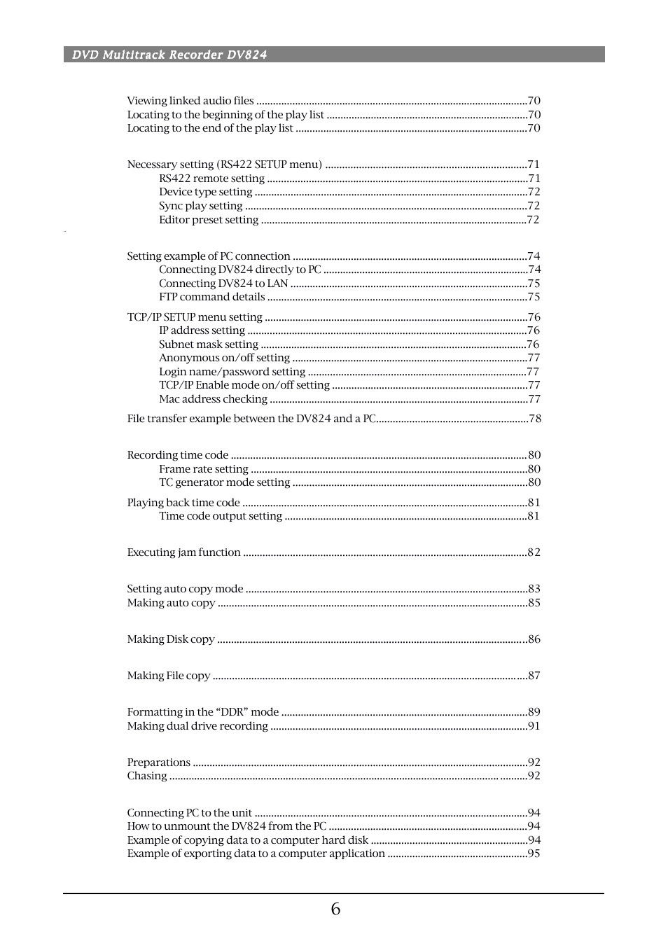 Fostex DV824 User Manual | Page 6 / 162