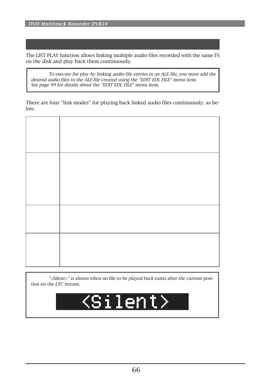 List play function | Fostex DV824 User Manual | Page 66 / 162