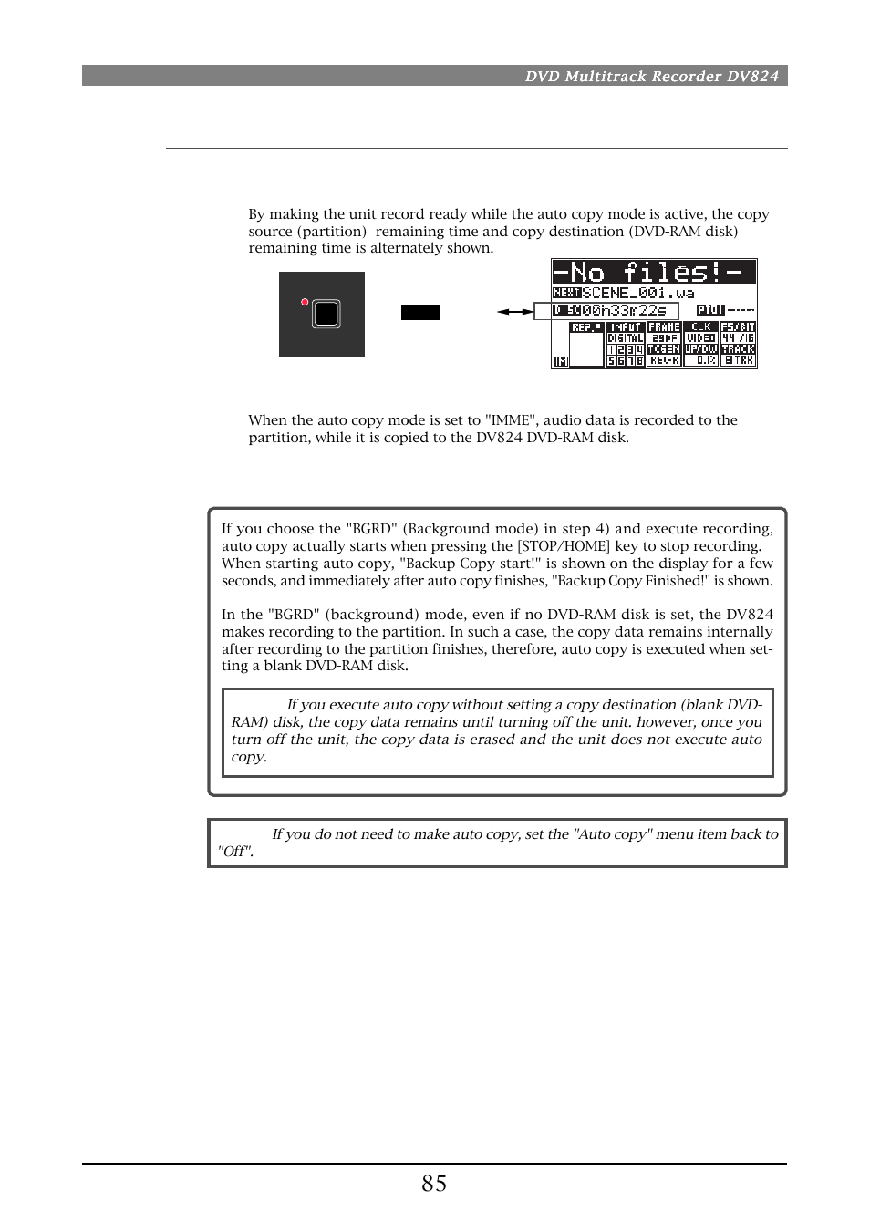 Making auto copy | Fostex DV824 User Manual | Page 85 / 162