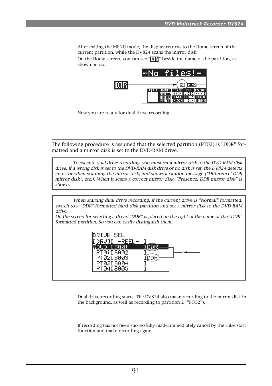 Making dual drive recording | Fostex DV824 User Manual | Page 91 / 162
