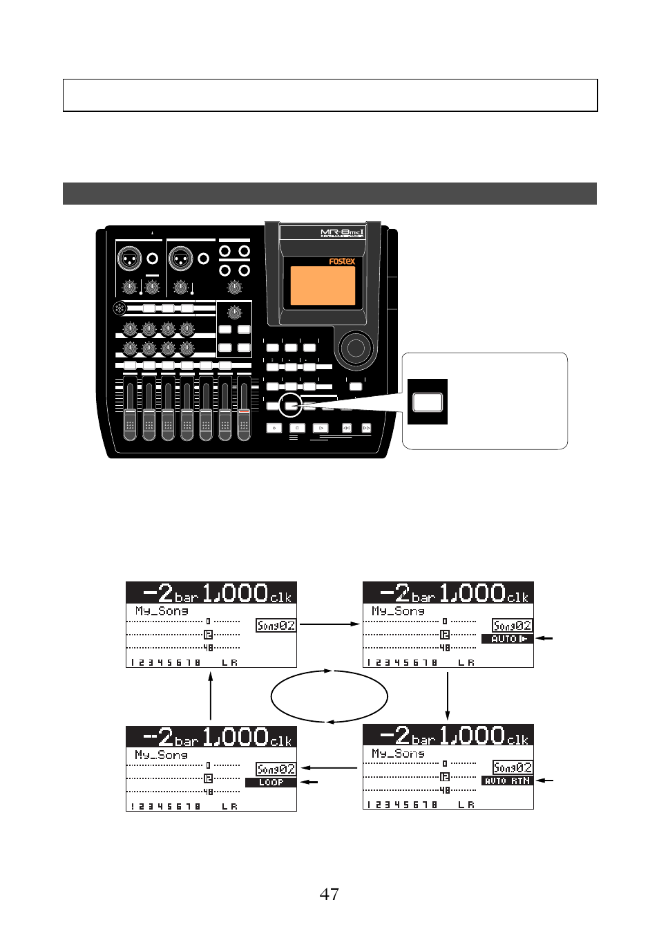 Off auto play auto rtn loop off off | Fostex MR-8MKII User Manual | Page 47 / 152