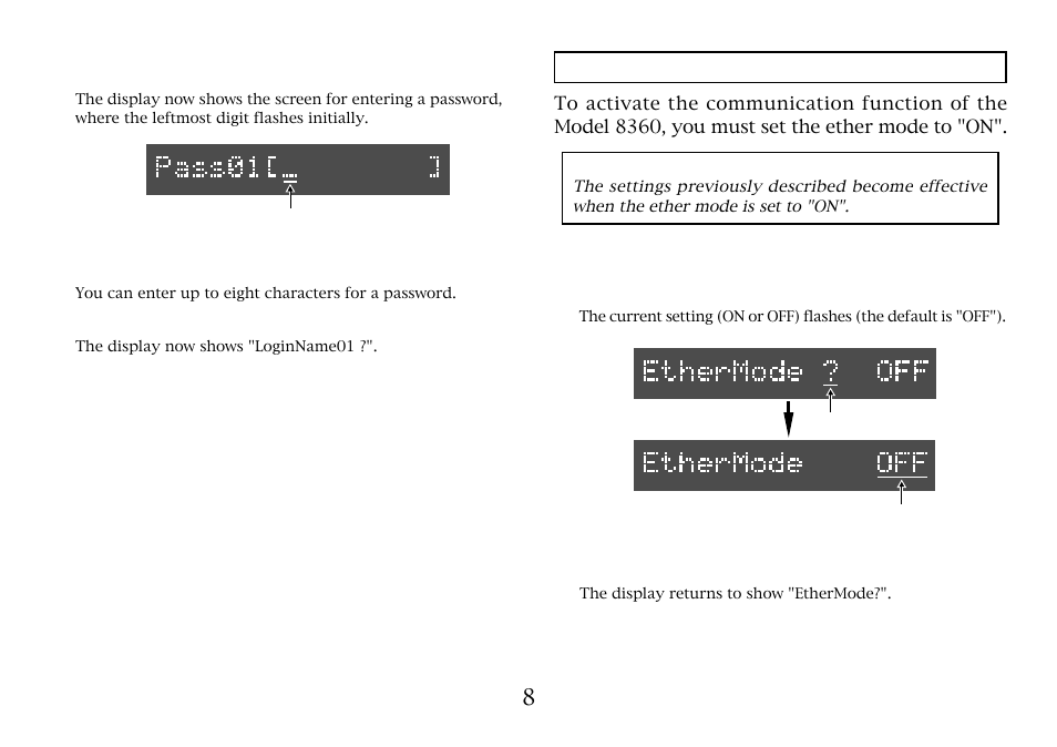 Ether mode setting | Fostex 8360 User Manual | Page 8 / 12