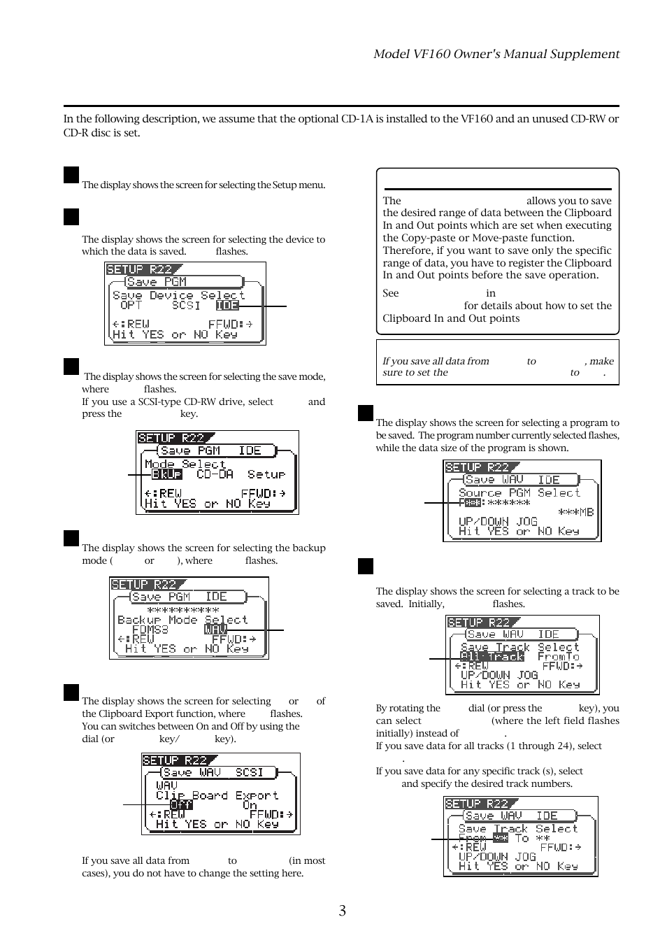 Saving a wav file, About the clipboard export function | Fostex VF160 User Manual | Page 3 / 8