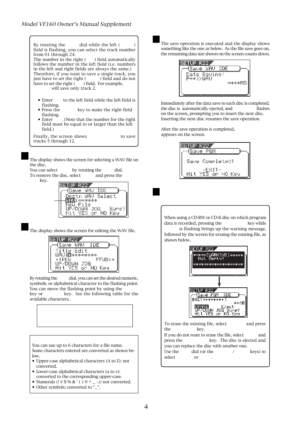 Model vf160 owner's manual supplement | Fostex VF160 User Manual | Page 4 / 8